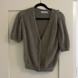 Vagabond fuzzy short sleeve cardigan